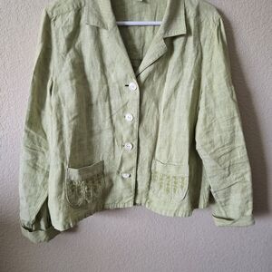 J. Jill Light Green Linen Jacket